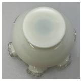 Vintage Mid Century 1960's FENTON Crimped Rim Milk Glass Bowl 4' x 5'