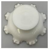 Vintage Mid Century 1960's FENTON Crimped Rim Milk Glass Candy Bowl 4' x 8'