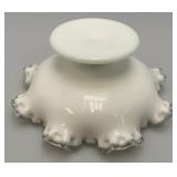 Vintage Mid Century 1960's FENTON Crimped Rim Milk Glass Candy Bowl 4' x 8'