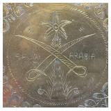 Vintage Heavy Ornate Brass Etched Serving Tray With Saudia Arabia Engraved 12'