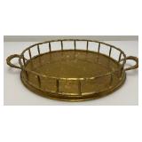 Vintage Heavy Ornate Brass Etched Serving Tray With Saudia Arabia Engraved 12'
