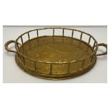 Vintage Heavy Ornate Brass Etched Serving Tray With Saudia Arabia Engraved 12'