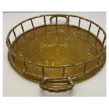 Vintage Heavy Ornate Brass Etched Serving Tray With Saudia Arabia Engraved 12'