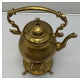 Vintage Ornate Heavy Brass Tilting Coffee/Tea Pot With Warmer 13' Tall