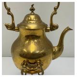 Vintage Ornate Heavy Brass Tilting Coffee/Tea Pot With Warmer 13' Tall