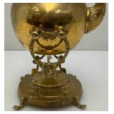 Vintage Ornate Heavy Brass Tilting Coffee/Tea Pot With Warmer 13' Tall