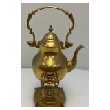 Vintage Ornate Heavy Brass Tilting Coffee/Tea Pot With Warmer 13' Tall
