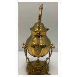 Vintage Ornate Heavy Brass Tilting Coffee/Tea Pot With Warmer 13' Tall