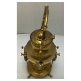 Vintage Ornate Heavy Brass Tilting Coffee/Tea Pot With Warmer 13' Tall