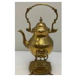 Vintage Ornate Heavy Brass Tilting Coffee/Tea Pot With Warmer 13' Tall