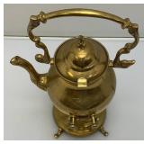 Vintage Ornate Heavy Brass Tilting Coffee/Tea Pot With Warmer 13' Tall