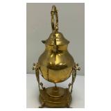 Vintage Ornate Heavy Brass Tilting Coffee/Tea Pot With Warmer 13' Tall
