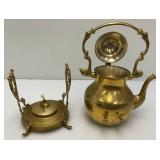 Vintage Ornate Heavy Brass Tilting Coffee/Tea Pot With Warmer 13' Tall