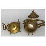 Vintage Ornate Heavy Brass Tilting Coffee/Tea Pot With Warmer 13' Tall