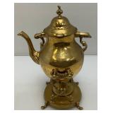Vintage Ornate Heavy Brass Tilting Coffee/Tea Pot With Warmer 13' Tall