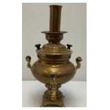 Antique Collectible Traditional Turkish Brass Tea Urn 17.5' Tall Antique Copper And Brass Turkish Dallah Arab Coffee Pot, Middle East Islamic
