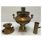Antique Collectible Traditional Turkish Brass Tea Urn 17.5' Tall Antique Copper And Brass Turkish Dallah Arab Coffee Pot, Middle East Islamic