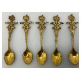 Set Of 11 Vintage Collectible Saudi Arabia Souvenir Gold Plated Miniature Spoons 4 1/4' 1=5 1/4'
