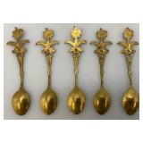Set Of 11 Vintage Collectible Saudi Arabia Souvenir Gold Plated Miniature Spoons 4 1/4' 1=5 1/4'