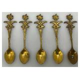 Set Of 11 Vintage Collectible Saudi Arabia Souvenir Gold Plated Miniature Spoons 4 1/4' 1=5 1/4'