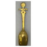 Set Of 11 Vintage Collectible Saudi Arabia Souvenir Gold Plated Miniature Spoons 4 1/4' 1=5 1/4'