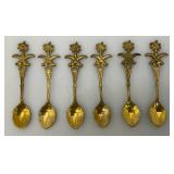 Set Of 11 Vintage Collectible Saudi Arabia Souvenir Gold Plated Miniature Spoons 4 1/4'