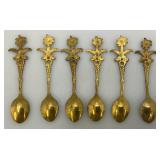 Set Of 11 Vintage Collectible Saudi Arabia Souvenir Gold Plated Miniature Spoons 4 1/4'