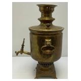 Antique Imperial Russian Tula Charcoal Heavy Brass Samovar With Stamps 19 1/4' Tall