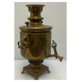 Antique Imperial Russian Tula Charcoal Heavy Brass Samovar With Stamps 19 1/4' Tall