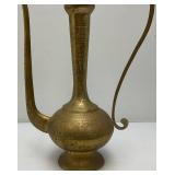 23.5' Etched Brass Ewer: 1950's-60's Coffee/Teapot