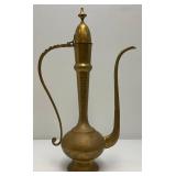 23.5' Etched Brass Ewer: 1950's-60's Coffee/Teapot