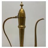 23.5' Etched Brass Ewer: 1950's-60's Coffee/Teapot
