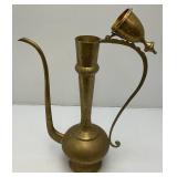 23.5' Etched Brass Ewer: 1950's-60's Coffee/Teapot
