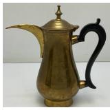 Awesome Etched Heavy Brass Saudi Arabia Brass Dallah Coffee Pot 8' With Bakelite Style Handle