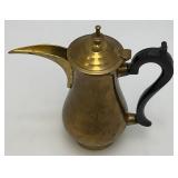 Awesome Etched Heavy Brass Saudi Arabia Brass Dallah Coffee Pot 8' With Bakelite Style Handle
