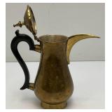 Awesome Etched Heavy Brass Saudi Arabia Brass Dallah Coffee Pot 8' With Bakelite Style Handle