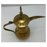 Vintage Heavy Etched Brass Saudi Arabia Indian Made DallaCoffee Pot 12'