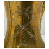 Vintage Heavy Etched Brass Saudi Arabia Indian Made DallaCoffee Pot 12'