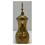Vintage Heavy Etched Brass Saudi Arabia Indian Made DallaCoffee Pot 12'