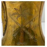 Vintage Heavy Etched Brass Saudi Arabia Indian Made DallaCoffee Pot 12'