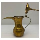 Vintage Heavy Etched Brass Saudi Arabia Indian Made DallaCoffee Pot 12'