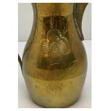 Vintage Etched Brass Turkish Dallah Coffee Pot 12' Signed With Foil label