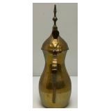 Vintage Etched Brass Turkish Dallah Coffee Pot 12' Signed With Foil label