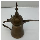 Vintage Etched Brass Suadi Arabia Dallah Coffee pot 11.5'
