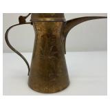 Vintage Etched Brass Suadi Arabia Dallah Coffee pot 11.5'