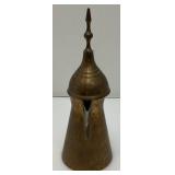 Vintage Etched Brass Suadi Arabia Dallah Coffee pot 11.5'