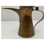 Vintage Etched Brass Suadi Arabia Dallah Coffee pot 11.5'