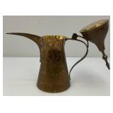 Vintage Etched Brass Suadi Arabia Dallah Coffee pot 11.5'