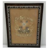 Antique Late 1800's German Victorian Needlework Sampler Created On Punch Paper Framed Behind Glass 15' x 19'