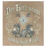 Antique Late 1800's German Victorian Needlework Sampler Created On Punch Paper Framed Behind Glass 15' x 19'